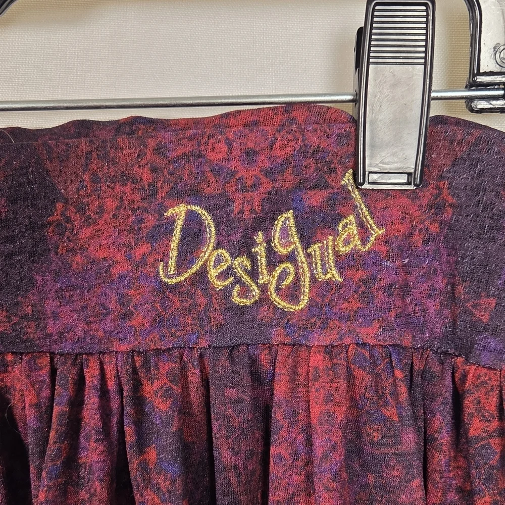 Desigual Rainbow Y2k Fun Colorful Bubble Skirt Pull On Lined Velvet Artsy Small - Picture 4 of 9